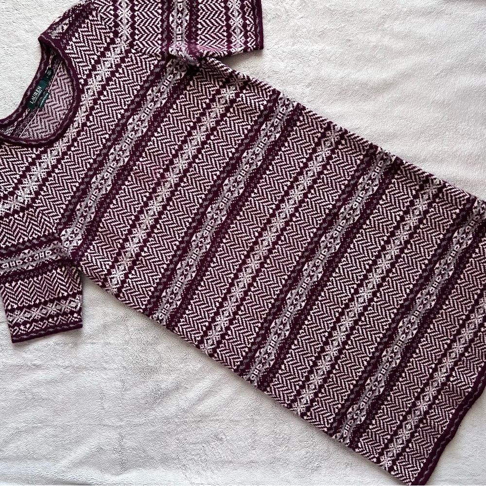 Lauren Ralph Lauren Wool and Cashmere Purple Patterned Dress